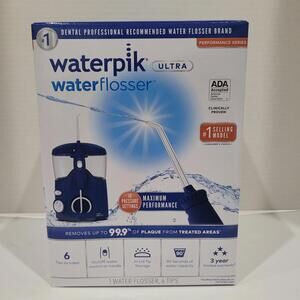 Waterpik Ultra Countertop Water Flosser WP 113w Blue 10 Pressure Settings 6 Tips